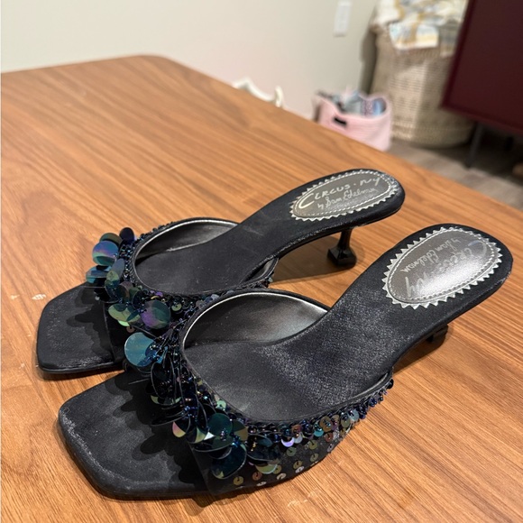 Circus by Sam Edelman Black Slide Mules with Iridescent Sequin Discs - Picture 2 of 4